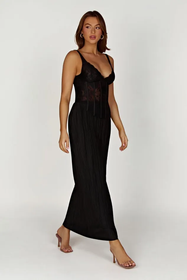 Meshki Skirts Elsie Plisse Maxi Skirt 8211 Black Black 8211 Women