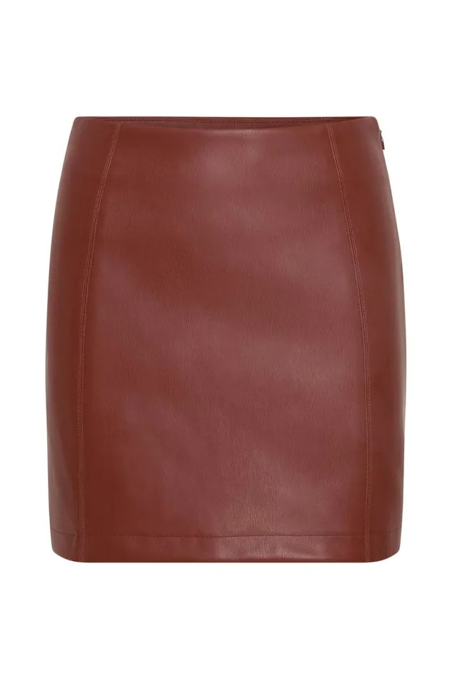 Meshki Skirts Fawn Faux Leather Mini Skirt 8211 Cherry Chocolate Cherry Chocolate 8211 Women