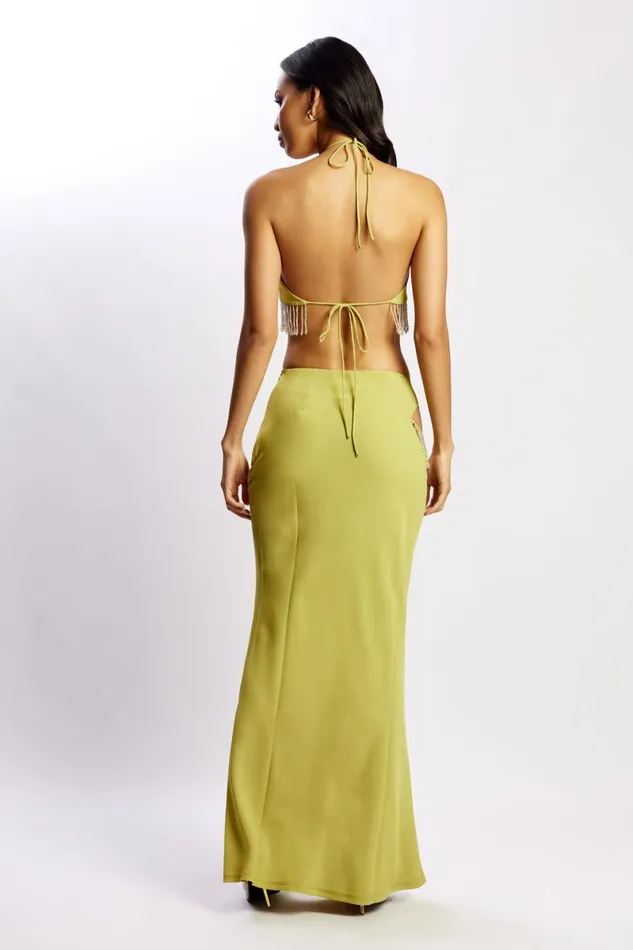 Meshki Skirts Jayleen Maxi Skirt With Fringe 8211 Chartreuse Chartreuse 8211 Women Meshki Skirts Jayleen Maxi Skirt With Fringe 8211 Chartreuse Chartreuse 8211 Women