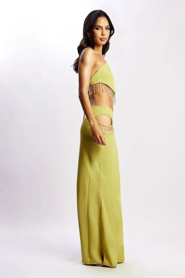 Meshki Skirts Jayleen Maxi Skirt With Fringe 8211 Chartreuse Chartreuse 8211 Women Meshki Skirts Jayleen Maxi Skirt With Fringe 8211 Chartreuse Chartreuse 8211 Women