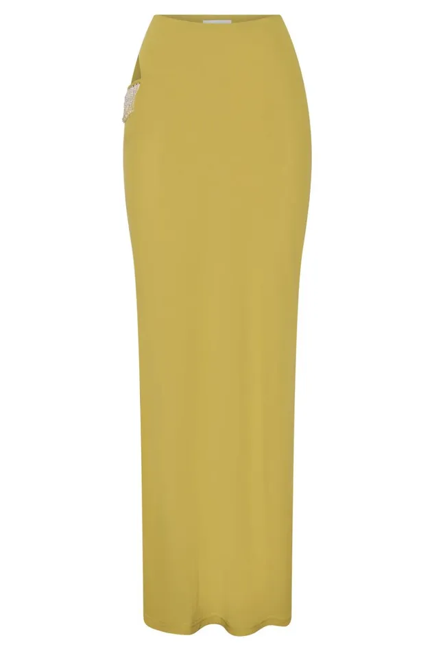 Meshki Skirts Jayleen Maxi Skirt With Fringe 8211 Chartreuse Chartreuse 8211 Women Meshki Skirts Jayleen Maxi Skirt With Fringe 8211 Chartreuse Chartreuse 8211 Women