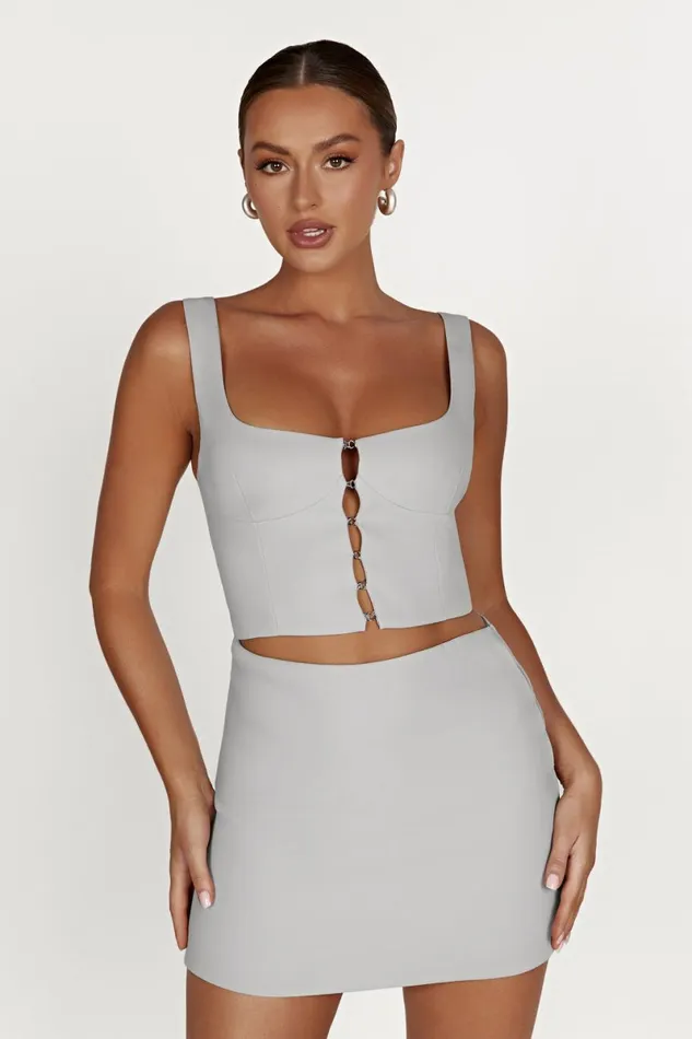 Meshki Skirts Lainey Hook And Eye Mini Skirt 8211 Grey Grey 8211 Women