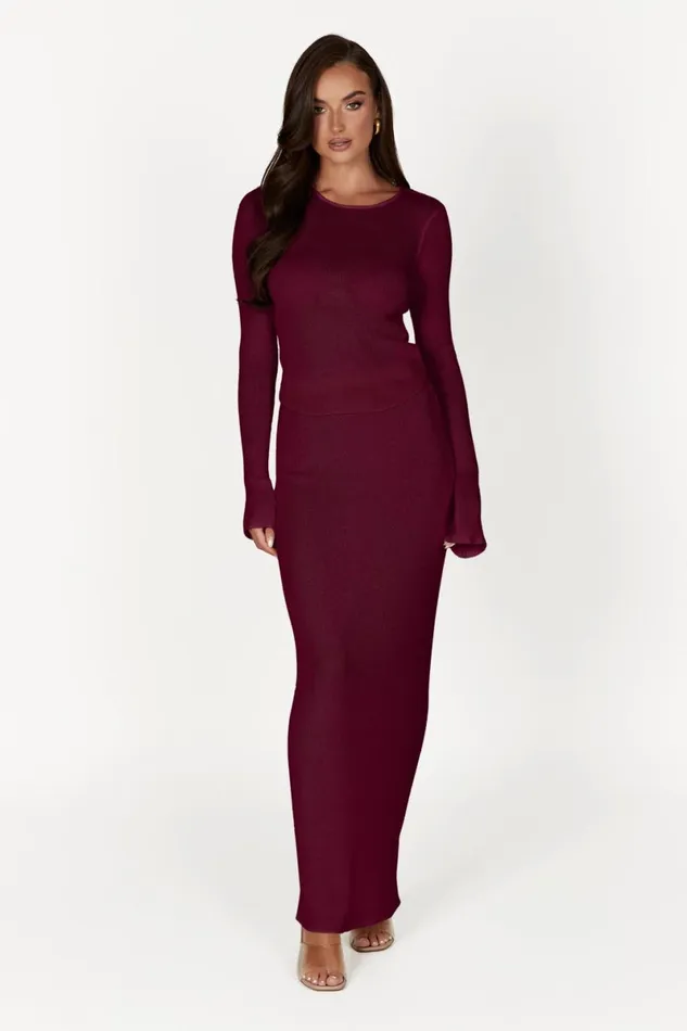 Meshki Skirts Maribelle Knit Maxi Skirt 8211 Wine Wine 8211 Women
