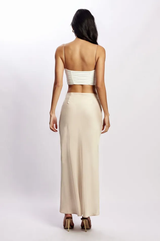 Meshki Skirts Missy Maxi Satin Skirt 8211 Champagne Champagne 8211 Women