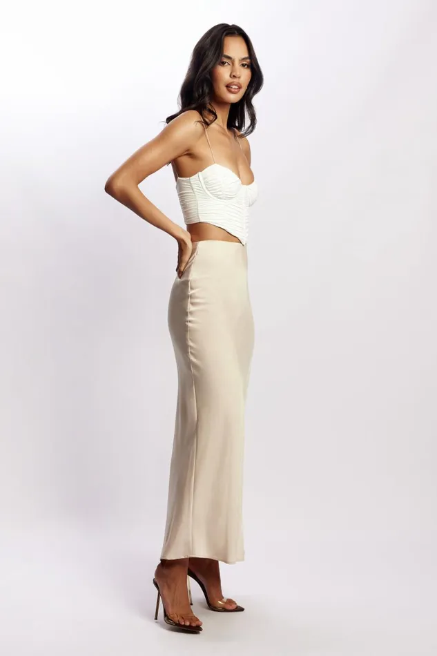 Meshki Skirts Missy Maxi Satin Skirt 8211 Champagne Champagne 8211 Women