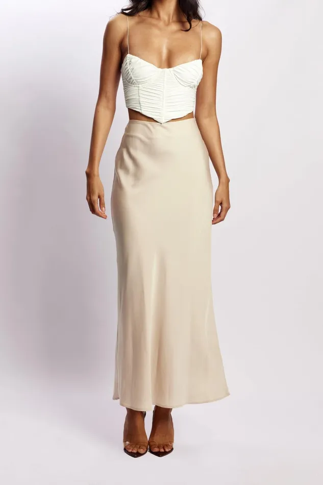 Meshki Skirts Missy Maxi Satin Skirt 8211 Champagne Champagne 8211 Women