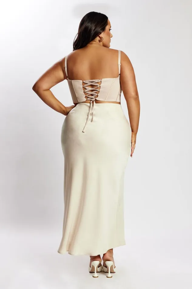 Meshki Skirts Missy Maxi Satin Skirt 8211 Champagne Champagne 8211 Women