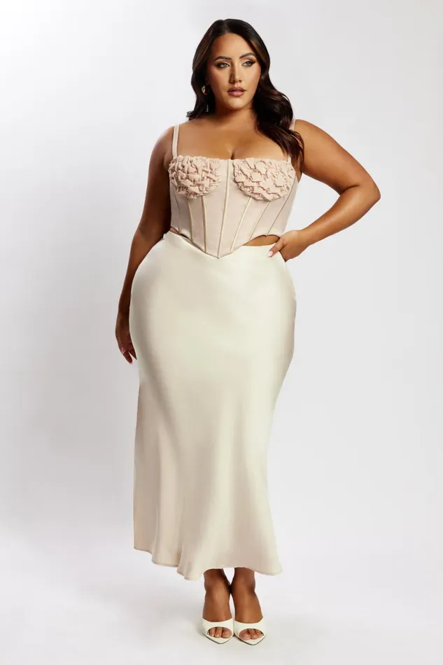 Meshki Skirts Missy Maxi Satin Skirt 8211 Champagne Champagne 8211 Women