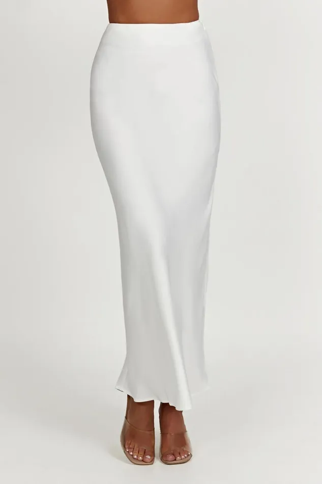 Meshki Skirts Missy Maxi Satin Skirt 8211 White White 8211 Women