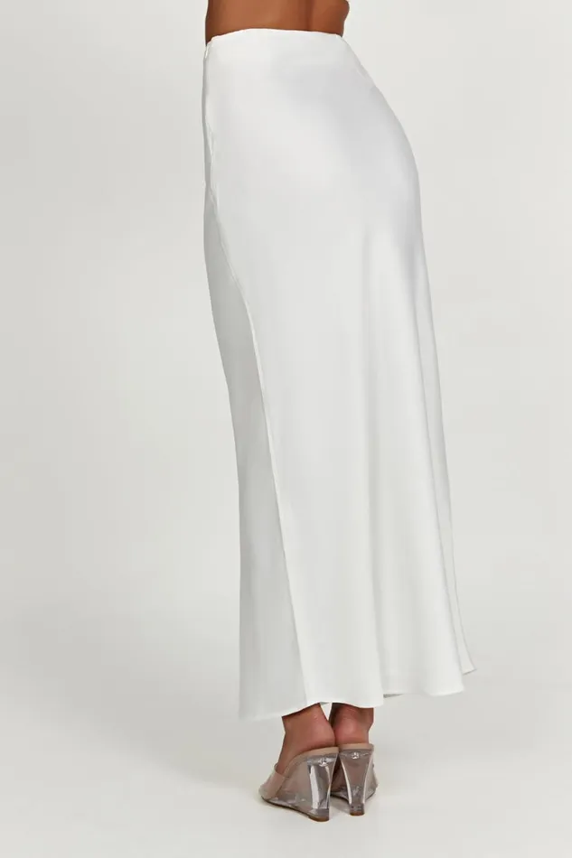 Meshki Skirts Missy Maxi Satin Skirt 8211 White White 8211 Women