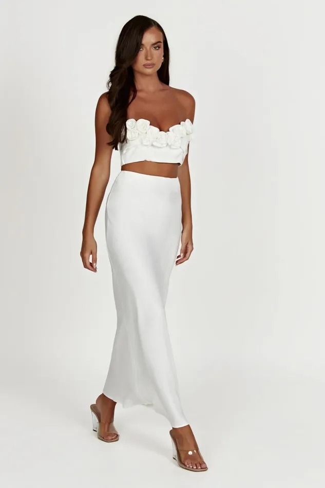Meshki Skirts Missy Maxi Satin Skirt 8211 White White 8211 Women