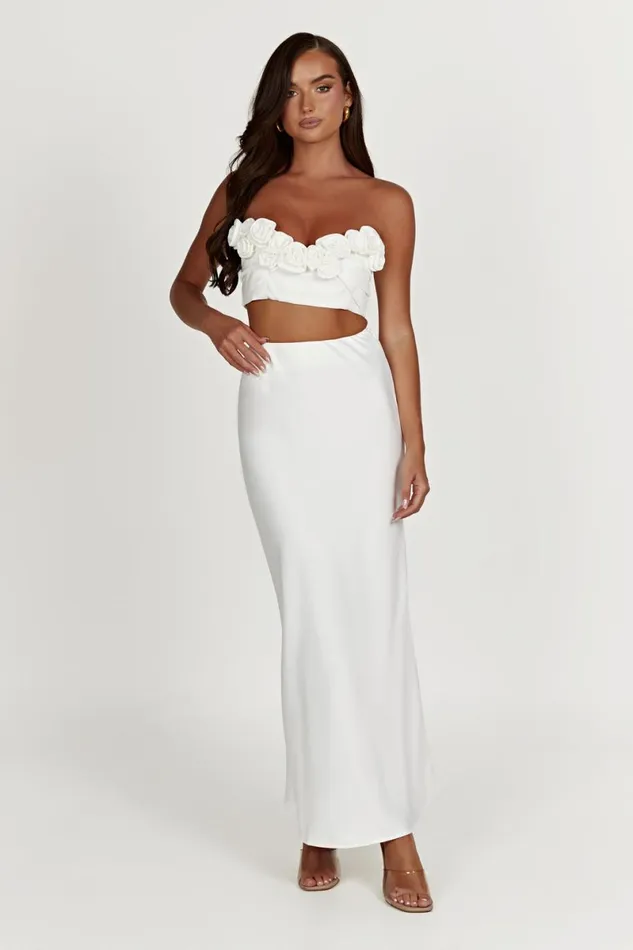 Meshki Skirts Missy Maxi Satin Skirt 8211 White White 8211 Women