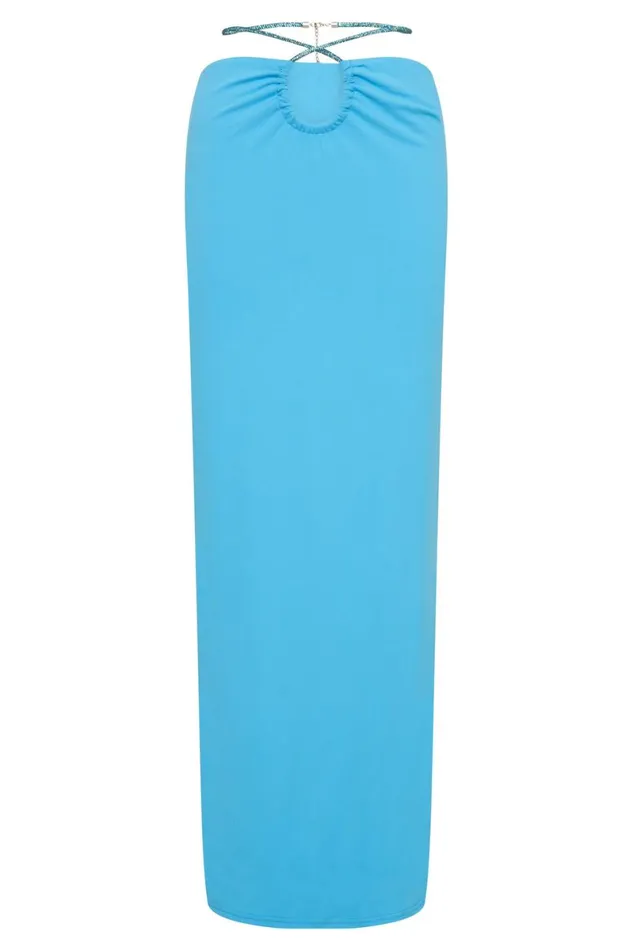 Meshki Skirts Ruby Diamante Rope Ruched Maxi Skirt 8211 Cyan Blue Cyanblue 8211 Women Meshki Skirts Ruby Diamante Rope Ruched Maxi Skirt 8211 Cyan Blue Cyanblue 8211 Women