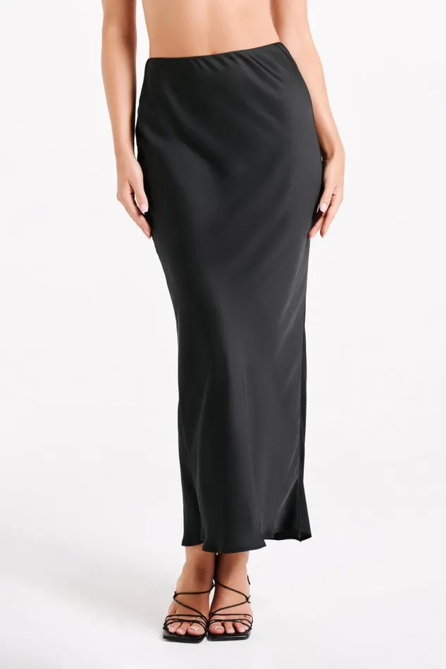 Meshki Skirts Violeta Satin Maxi Skirt 8211 Black Black 8211 Women