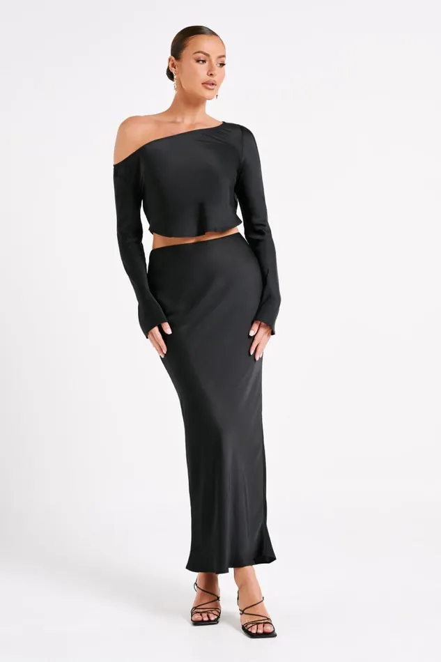 Meshki Skirts Violeta Satin Maxi Skirt 8211 Black Black 8211 Women