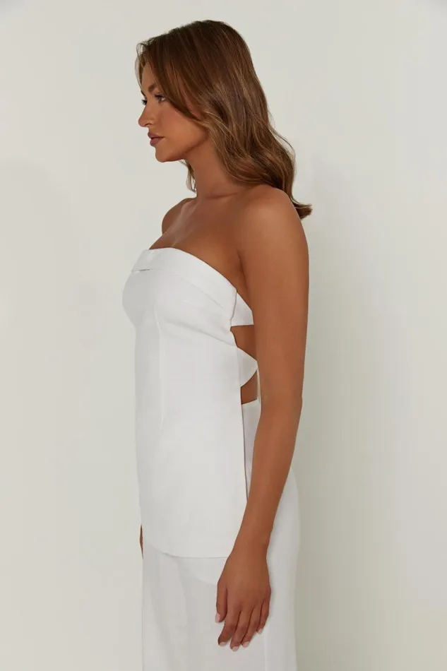 Meshki Sleeveless Tops Aieleen Linen Strapless Back Tie Top 8211 White White 8211 Women