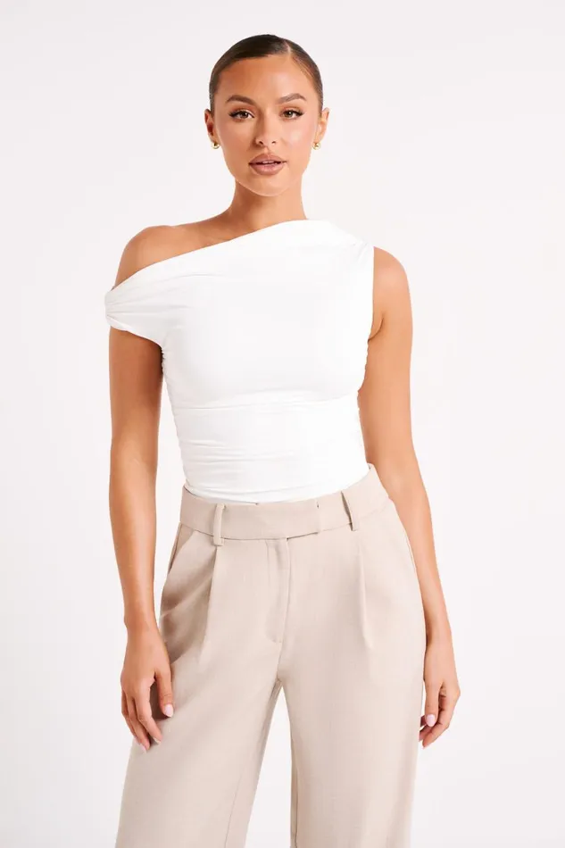 Meshki Sleeveless Tops Alayna Recycled Nylon Ruched Top 8211 White White 8211 Women