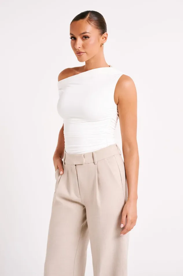 Meshki Sleeveless Tops Alayna Recycled Nylon Ruched Top 8211 White White 8211 Women