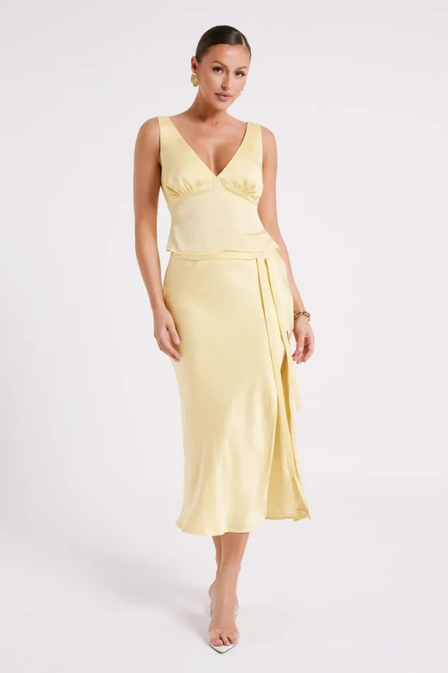 Meshki Sleeveless Tops Edie Satin Top 8211 Yellow Yellow 8211 Women