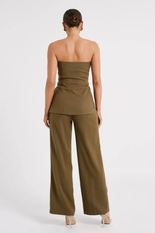 Meshki Sleeveless Tops Innis Linen Longline Strapless Top 8211 Olive Olive 8211 Women