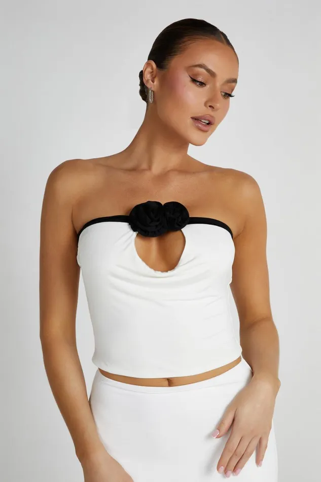 Meshki Sleeveless Tops Megan Strapless Rose Top 8211 BlackWhite Blackwhite 8211 Women