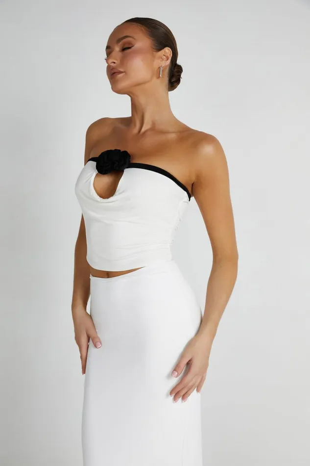 Meshki Sleeveless Tops Megan Strapless Rose Top 8211 BlackWhite Blackwhite 8211 Women