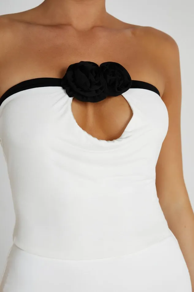 Meshki Sleeveless Tops Megan Strapless Rose Top 8211 BlackWhite Blackwhite 8211 Women