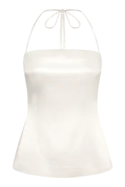 Meshki Sleeveless Tops Noemi Longline Satin Halter Neck Top 8211 Ivory Ivory 8211 Women