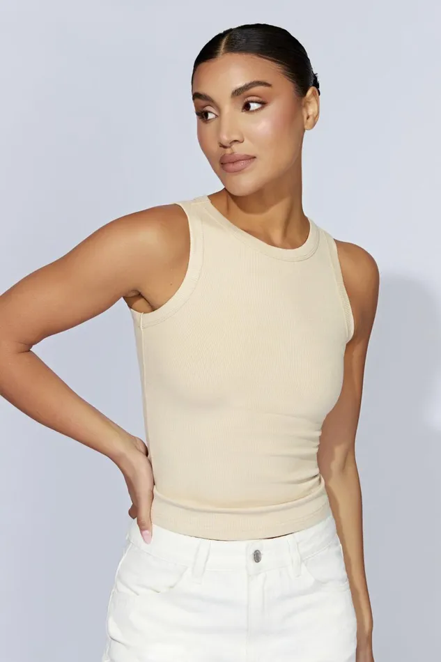 Meshki Sleeveless Tops Zanna Ribbed Tank Top 8211 Cream Cream 8211 Women