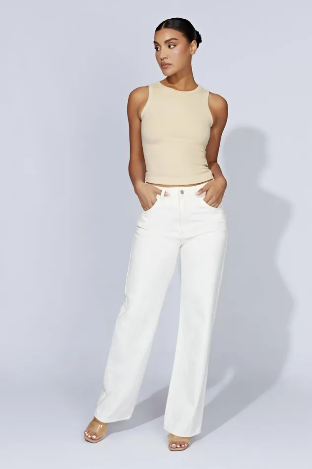 Meshki Sleeveless Tops Zanna Ribbed Tank Top 8211 Cream Cream 8211 Women