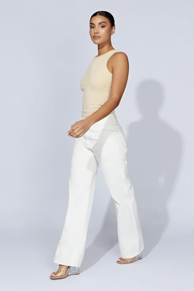 Meshki Sleeveless Tops Zanna Ribbed Tank Top 8211 Cream Cream 8211 Women
