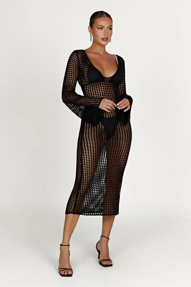 Meshki Summer Dresses Murphy Long Sleeve Crochet Maxi Dress 8211 Black Black 8211 Women Meshki Summer Dresses Murphy Long Sleeve Crochet Maxi Dress 8211 Black Black 8211 Women