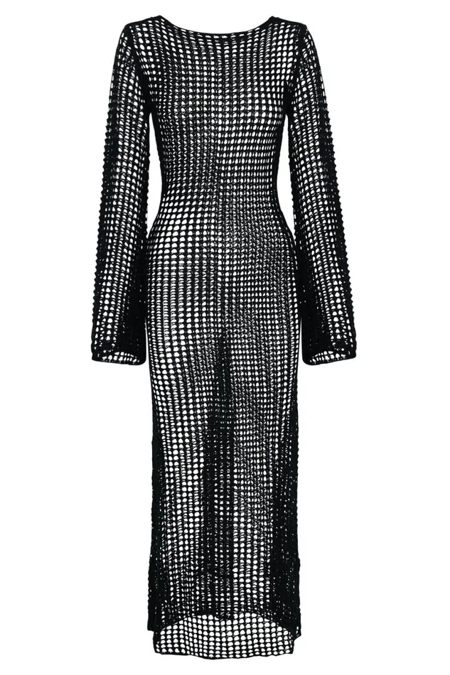Meshki Summer Dresses Murphy Long Sleeve Crochet Maxi Dress 8211 Black Black 8211 Women