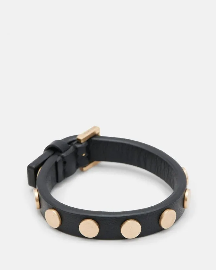 Mica Studded Leather Buckle Bracelet Blackwarm Brass Women AllSaints Jewelry