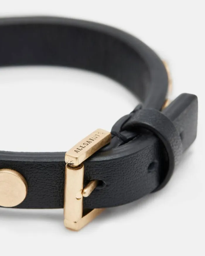 Mica Studded Leather Buckle Bracelet Blackwarm Brass Women AllSaints Jewelry Mica Studded Leather Buckle Bracelet Blackwarm Brass Women AllSaints Jewelry