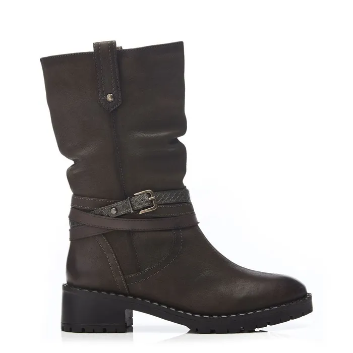 MidCalf Boots Women Moda In Pelle Beckette Khaki Nubuck