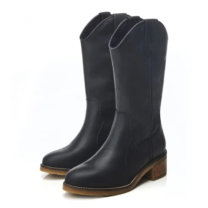 MidCalf Boots Women Moda In Pelle Dana Black Leather MidCalf Boots Women Moda In Pelle Dana Black Leather