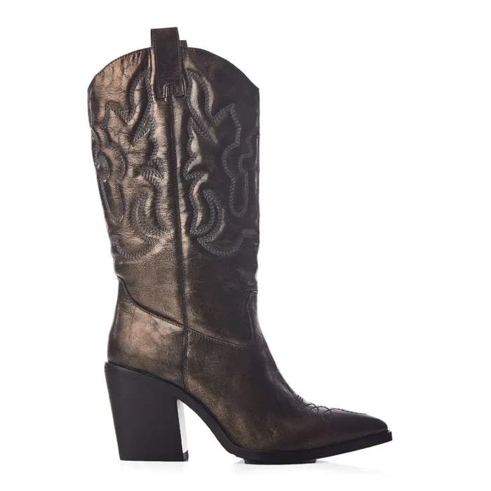 MidCalf Boots Women Moda In Pelle Leahannie Pewter Leather