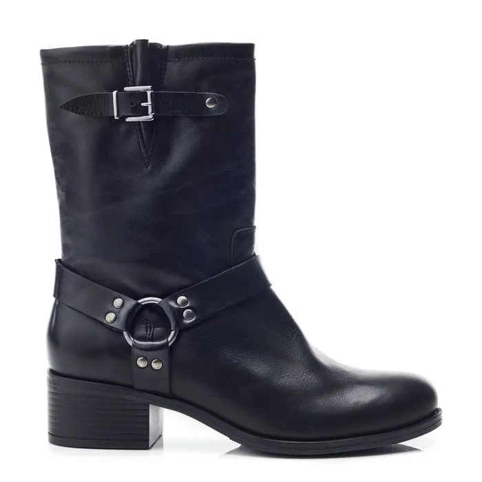 MidCalf Boots Women Moda In Pelle Ormie Black Leather