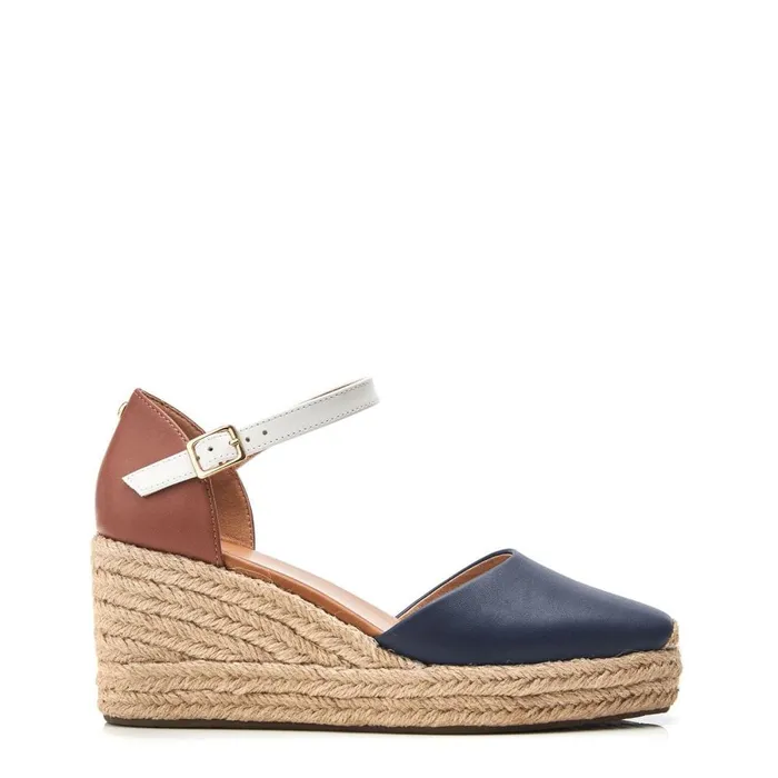 Mid Heel Shoes Women Moda In Pelle Gialla NavyTan Leather
