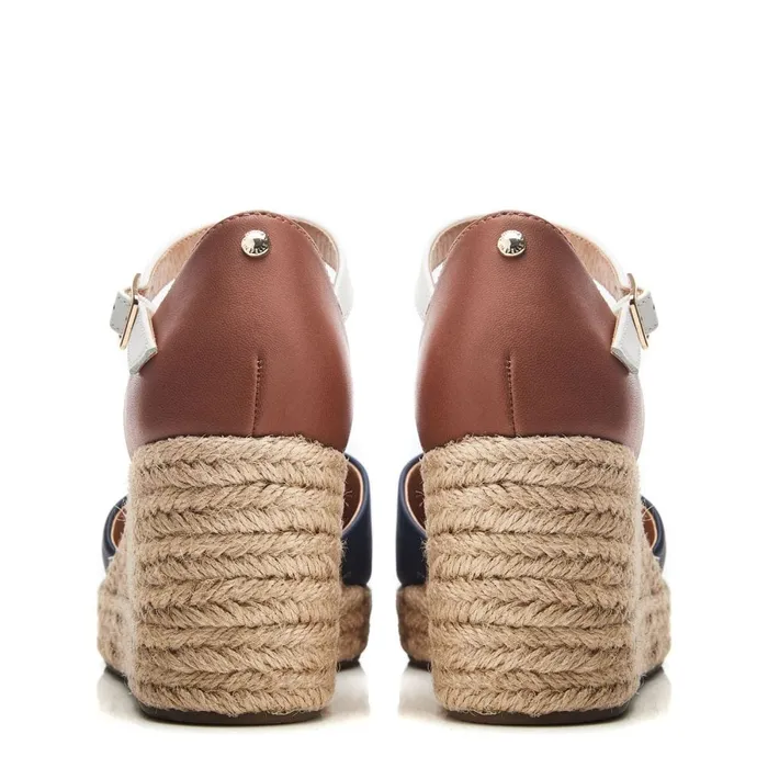 Mid Heel Shoes Women Moda In Pelle Gialla NavyTan Leather