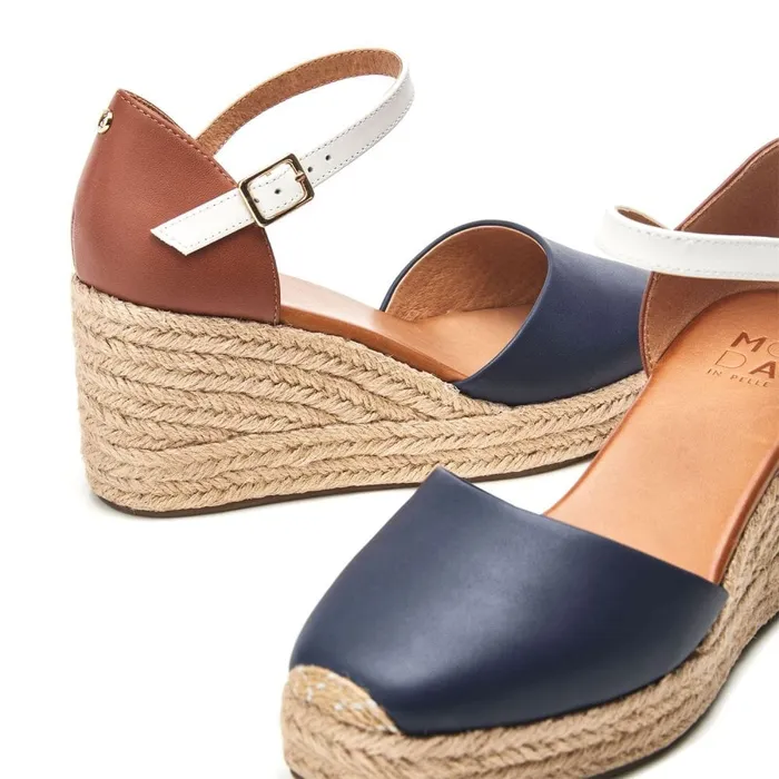 Mid Heel Shoes Women Moda In Pelle Gialla NavyTan Leather