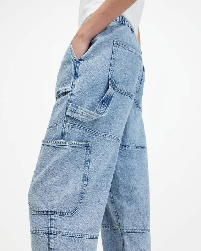 Mila Tapered Slim Fit Denim Pants Light Indigo Women AllSaints Jeans