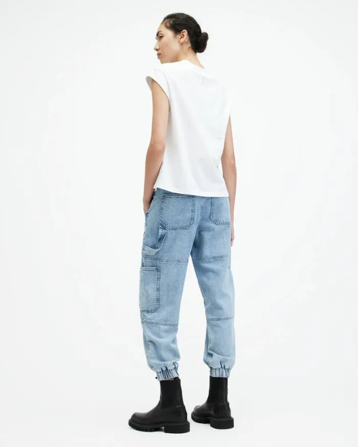 Mila Tapered Slim Fit Denim Pants Light Indigo Women AllSaints Jeans
