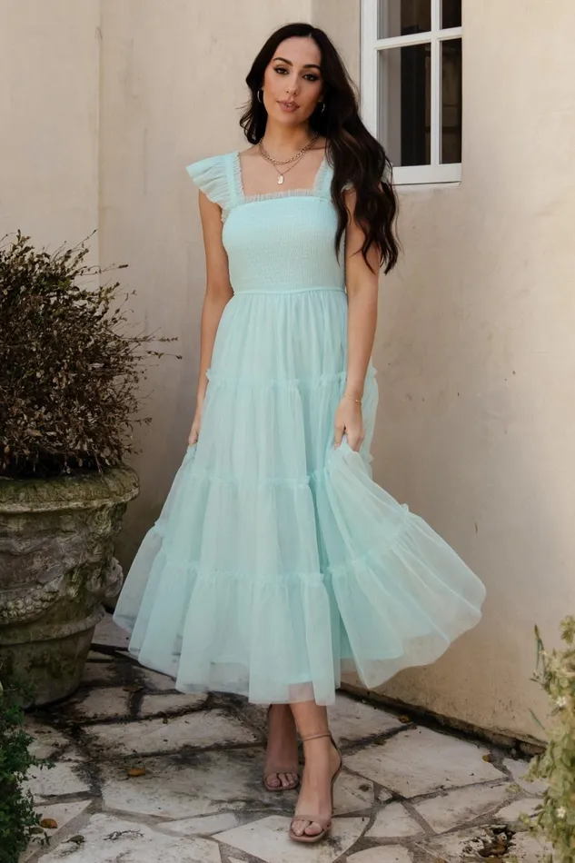 Mindi Tulle Midi Dress Sea Blue Women Baltic Born Wedding Guest