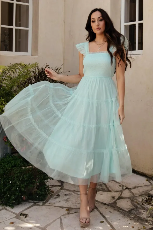 Mindi Tulle Midi Dress Sea Blue Women Baltic Born Wedding Guest Mindi Tulle Midi Dress Sea Blue Women Baltic Born Wedding Guest