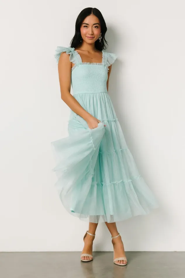 Mindi Tulle Midi Dress Sea Blue Women Baltic Born Wedding Guest Mindi Tulle Midi Dress Sea Blue Women Baltic Born Wedding Guest