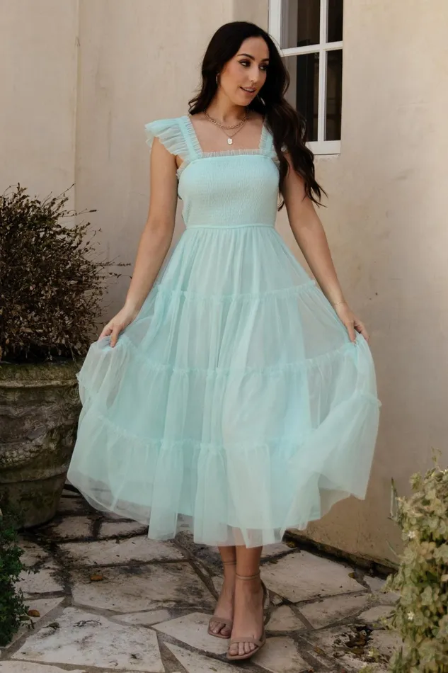 Mindi Tulle Midi Dress Sea Blue Women Baltic Born Wedding Guest Mindi Tulle Midi Dress Sea Blue Women Baltic Born Wedding Guest