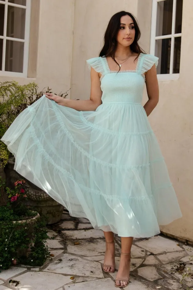 Mindi Tulle Midi Dress Sea Blue Women Baltic Born Wedding Guest Mindi Tulle Midi Dress Sea Blue Women Baltic Born Wedding Guest