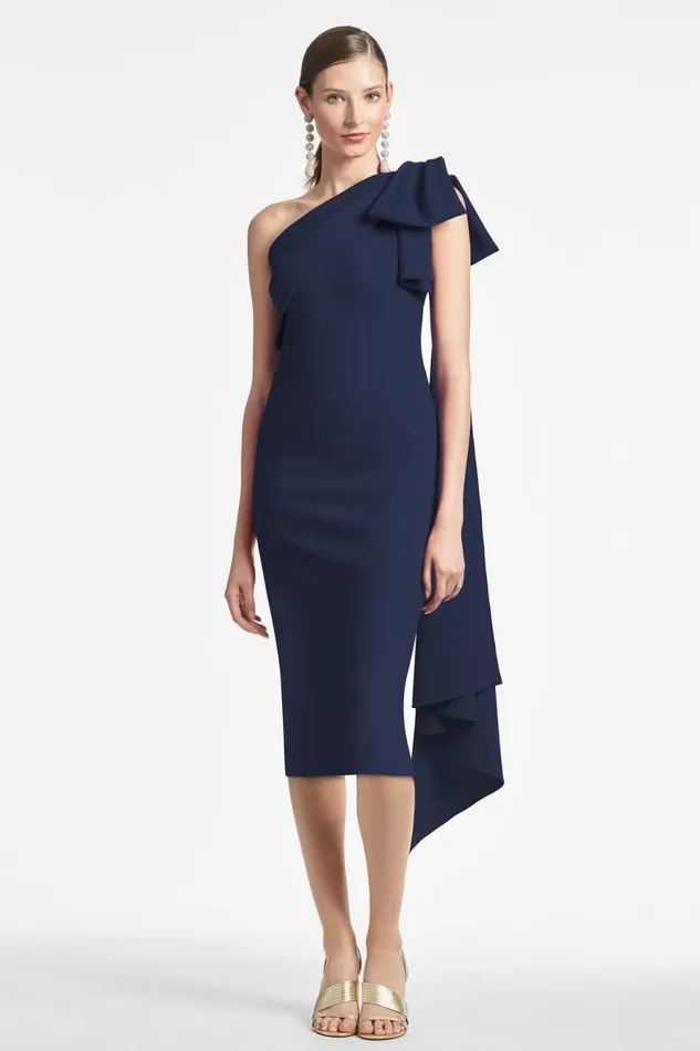 Miranda Dress 8211 Navy Women Sachin and Babi One Shoulder